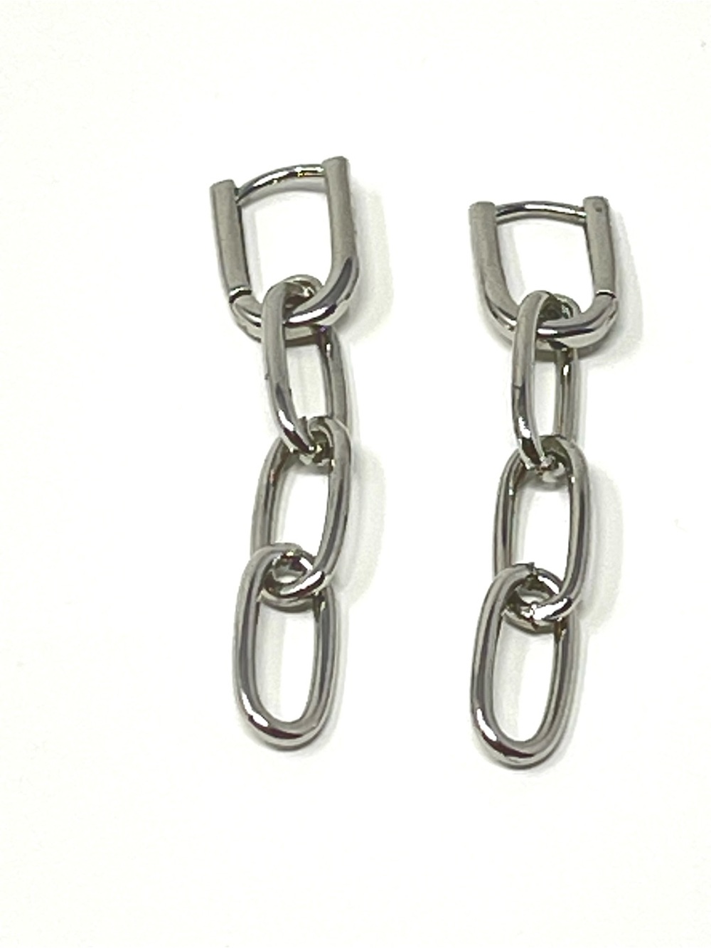 New Free People Chain Link Silver Drop Earrings - Picture 2 of 4